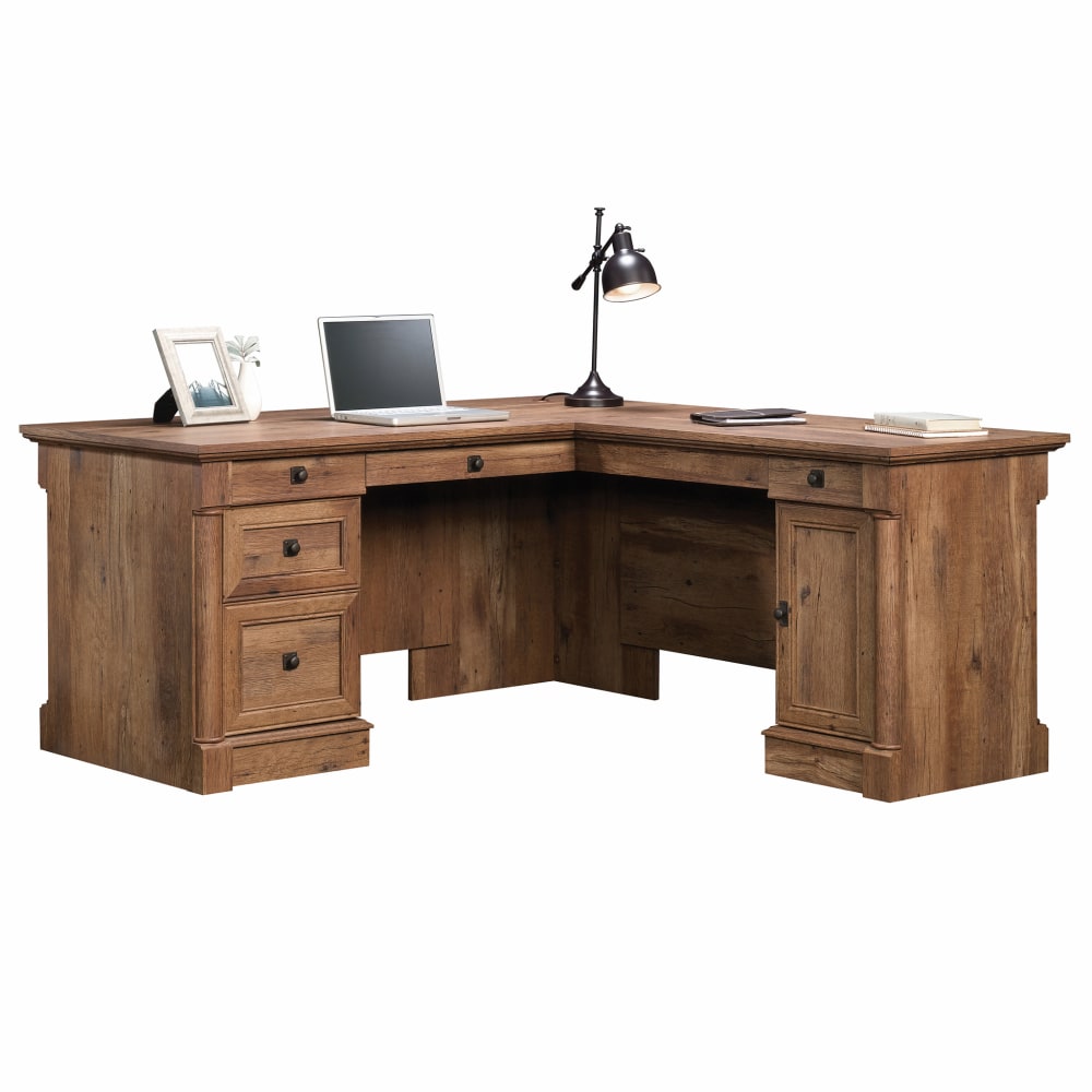 Sauder Palladia 66inW L-Shaped Corner Desk, Vintage Oak