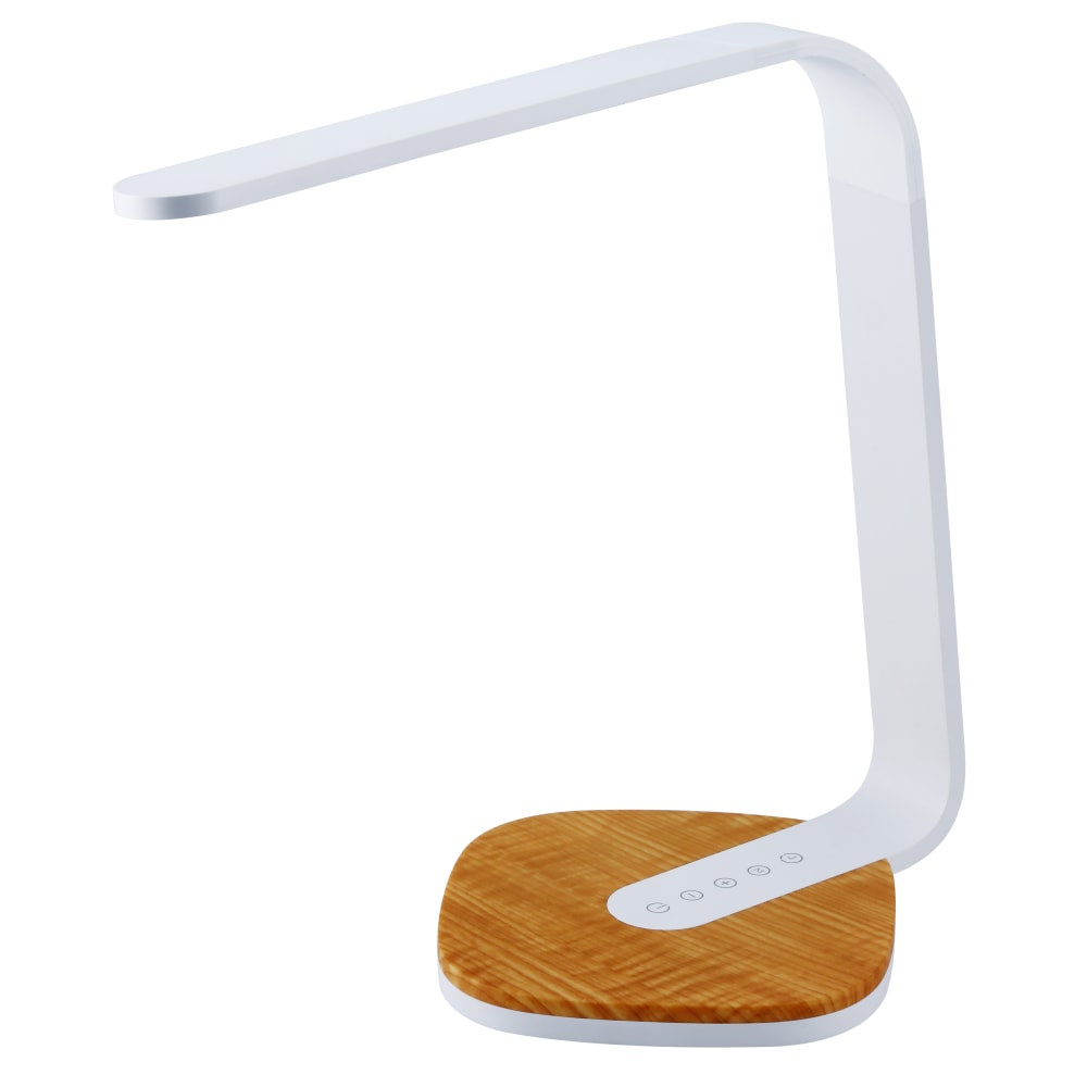 BLACK+DECKER LED Desk Lamp With Wood Grain Base, 14-1/2inH, White