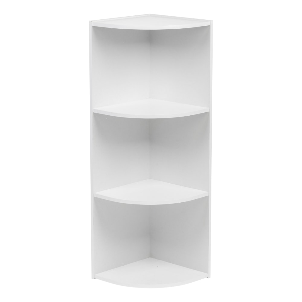 IRIS 35inH Curved 3-Shelf Corner Bookcase, White