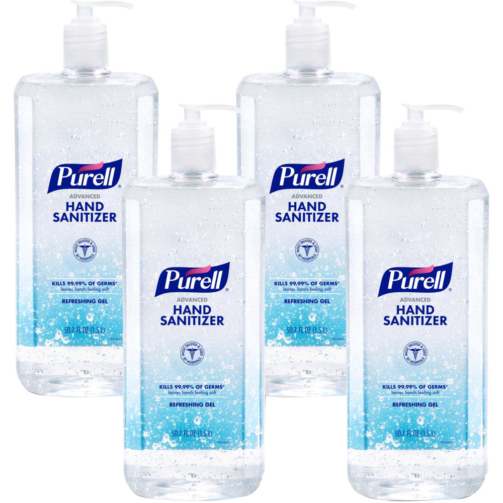 PURELL Advanced Hand Sanitizer Refreshing Gel, Clean Scent, 1.5 Liter Pump Bottle (Pack of 4)