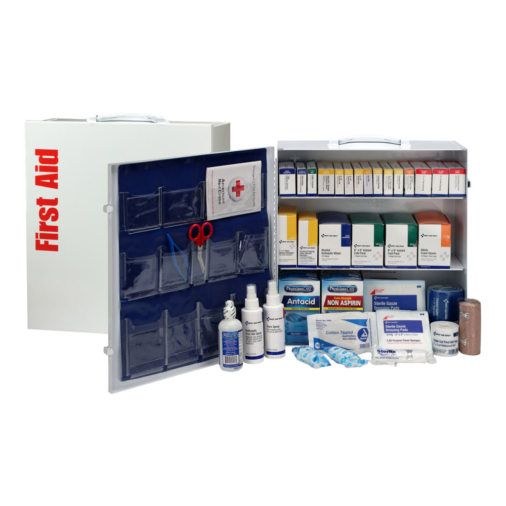 First Aid Only 3-Shelf First Aid Station With Medications, White, 676 Pieces