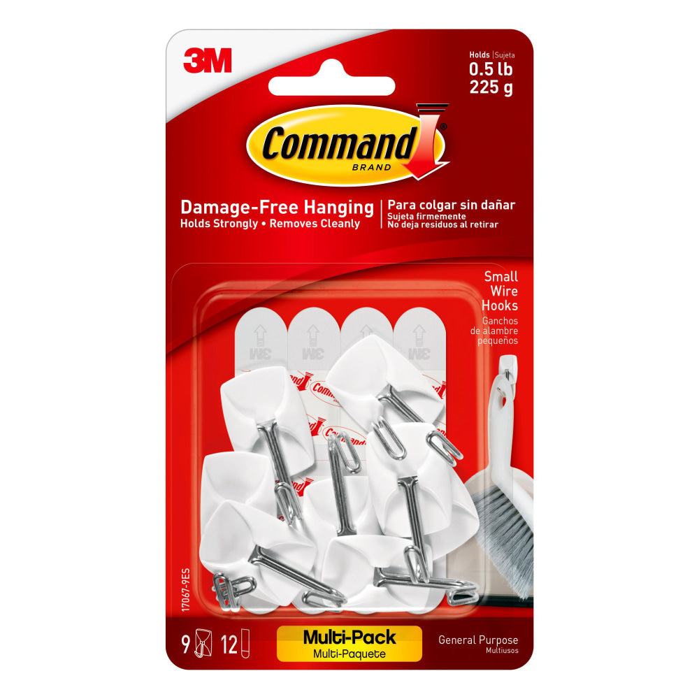 Command Small Wire Toggle Hooks, 9 Command Hooks, 12 Command Strips, Damage Free Organizing of Dorm Rooms, White