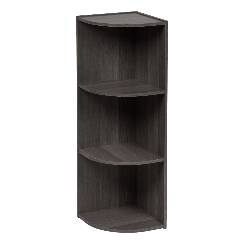 IRIS 35inH Curved 3-Shelf Corner Bookcase, Gray