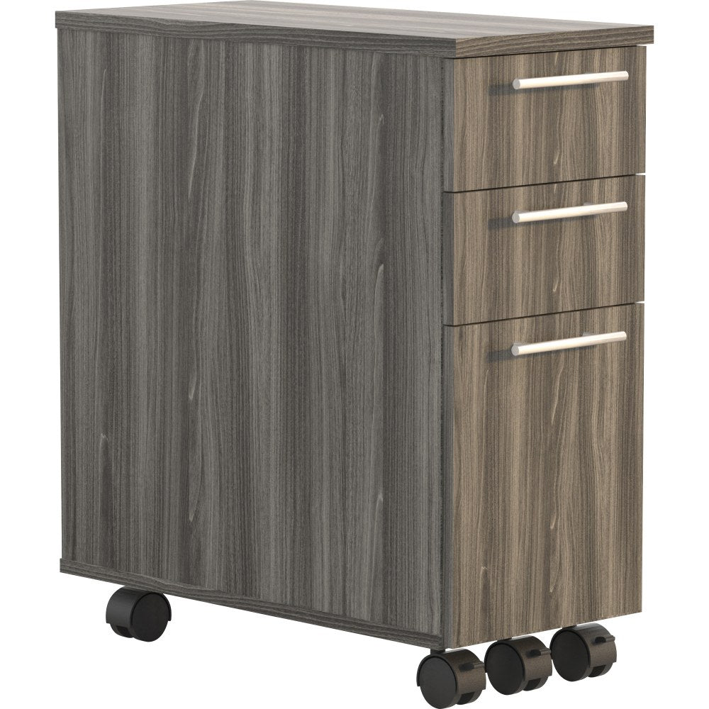 Safco Medina 10-5/8inD Vertical 2-Drawer Skinny Pedestal File Cabinet, Walnut