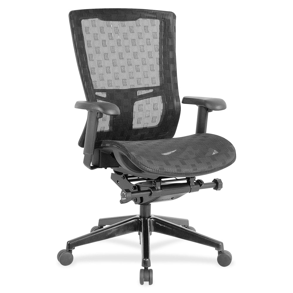 Lorell Checkerboard Design High-Back Ergonomic Mesh Chair, Black