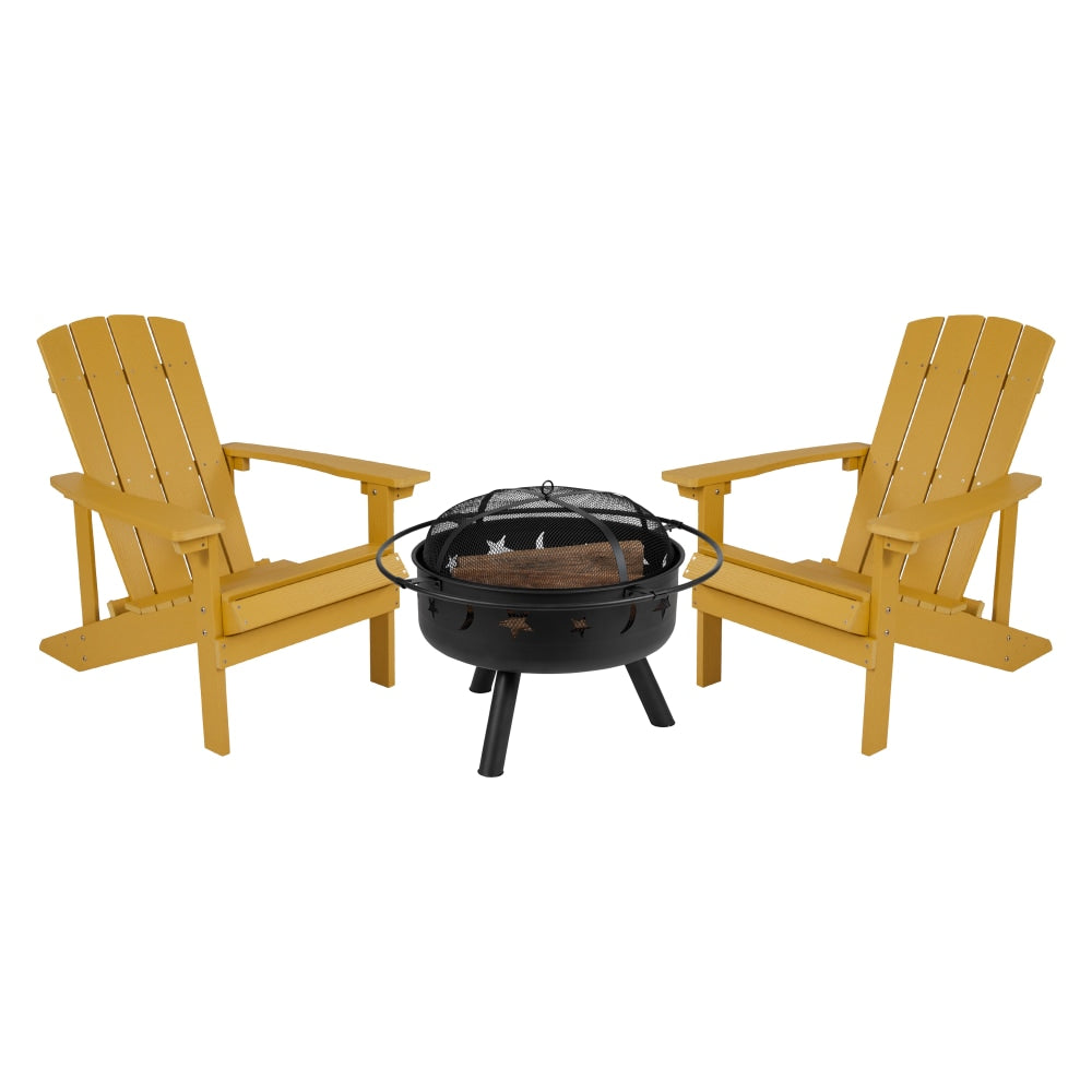 Flash Furniture 3-Piece Charlestown Adirondack Chair Set, Yellow