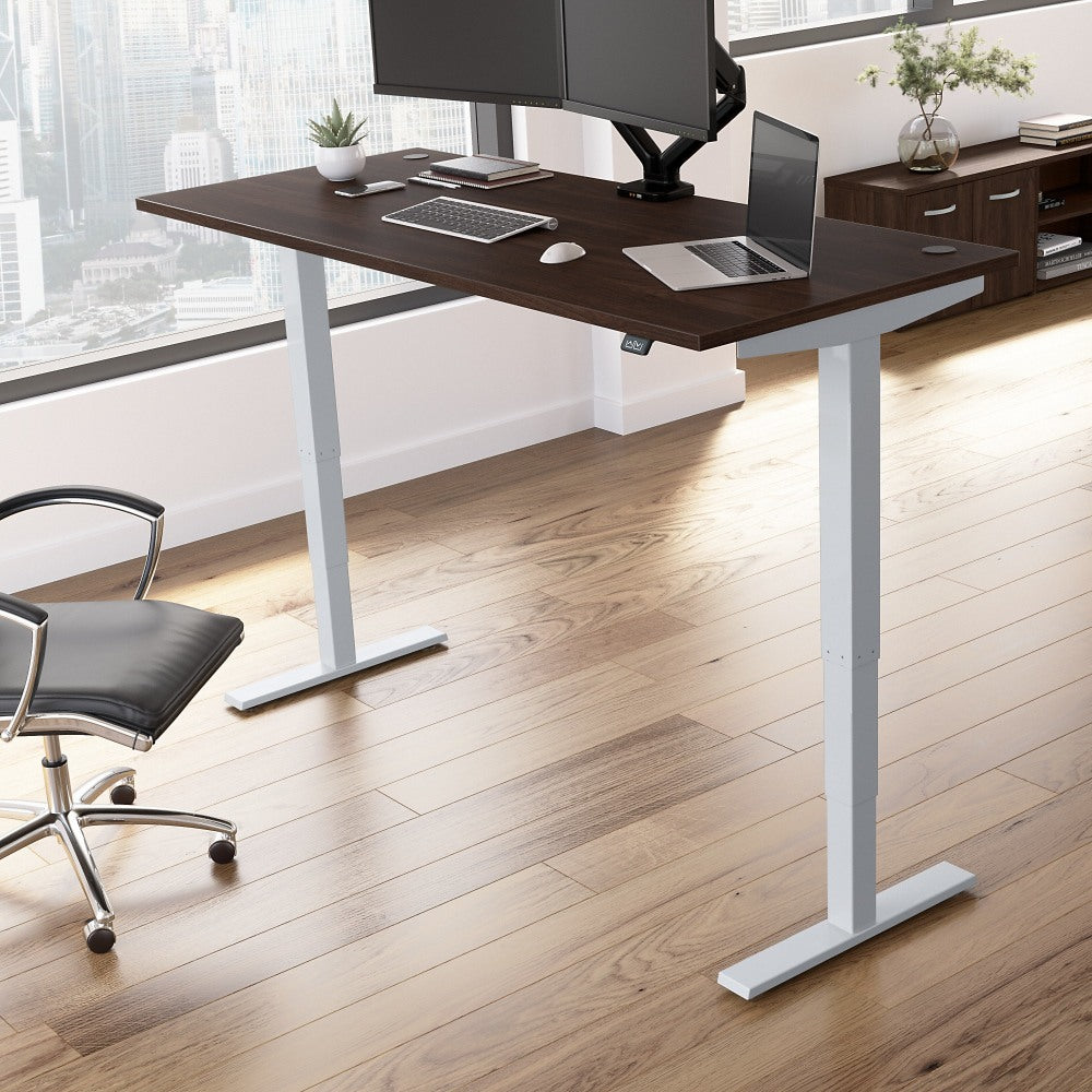 Bush Business Furniture Move 40 Series Electric Height-Adjustable Standing Desk, 28-1/6inH x 71inW x 29-3/8in, Black Walnut/Cool Gray Metallic, Standard Delivery