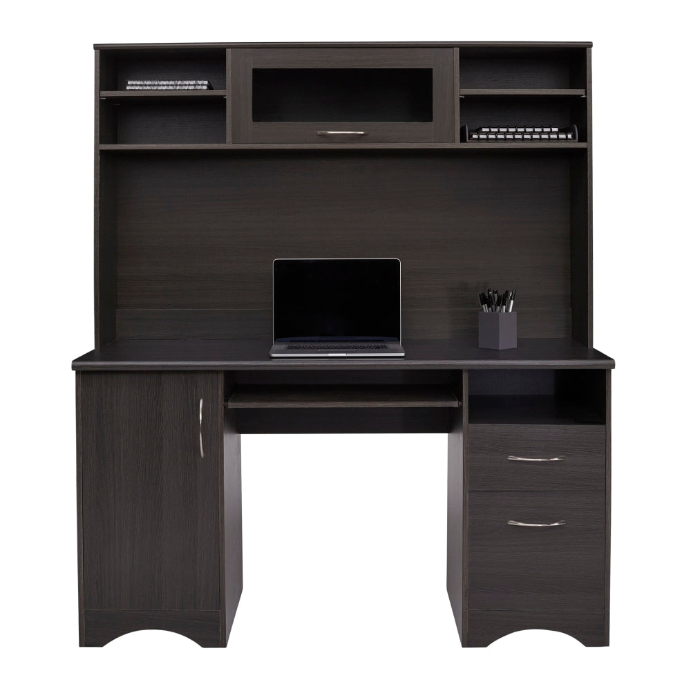 Realspace Pelingo 56inW Computer Desk With Hutch, Dark Gray