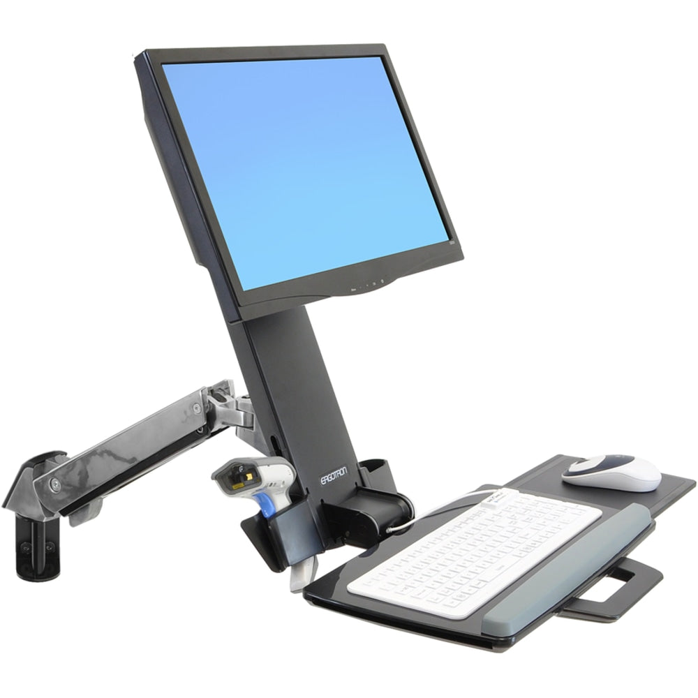 Ergotron StyleView Multi Component Mount for Notebook, Mouse, Keyboard, Monitor, Scanner - Polished Aluminum - Height Adjustable - 1 Display(s) Supported - 24in Screen Support - 29 lb Load Capacity - 75 x 75, 100 x 100 - VESA Mount Compatible