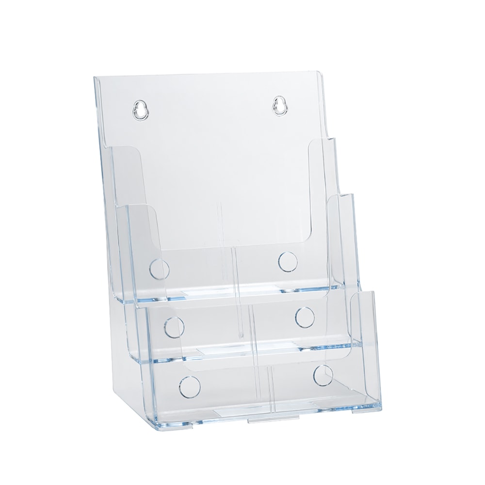 Azar Displays 3-Tier 3-Pocket Plastic Brochure Holder, Letter Size, 13-1/4inH x 9inW x 6inD, Clear