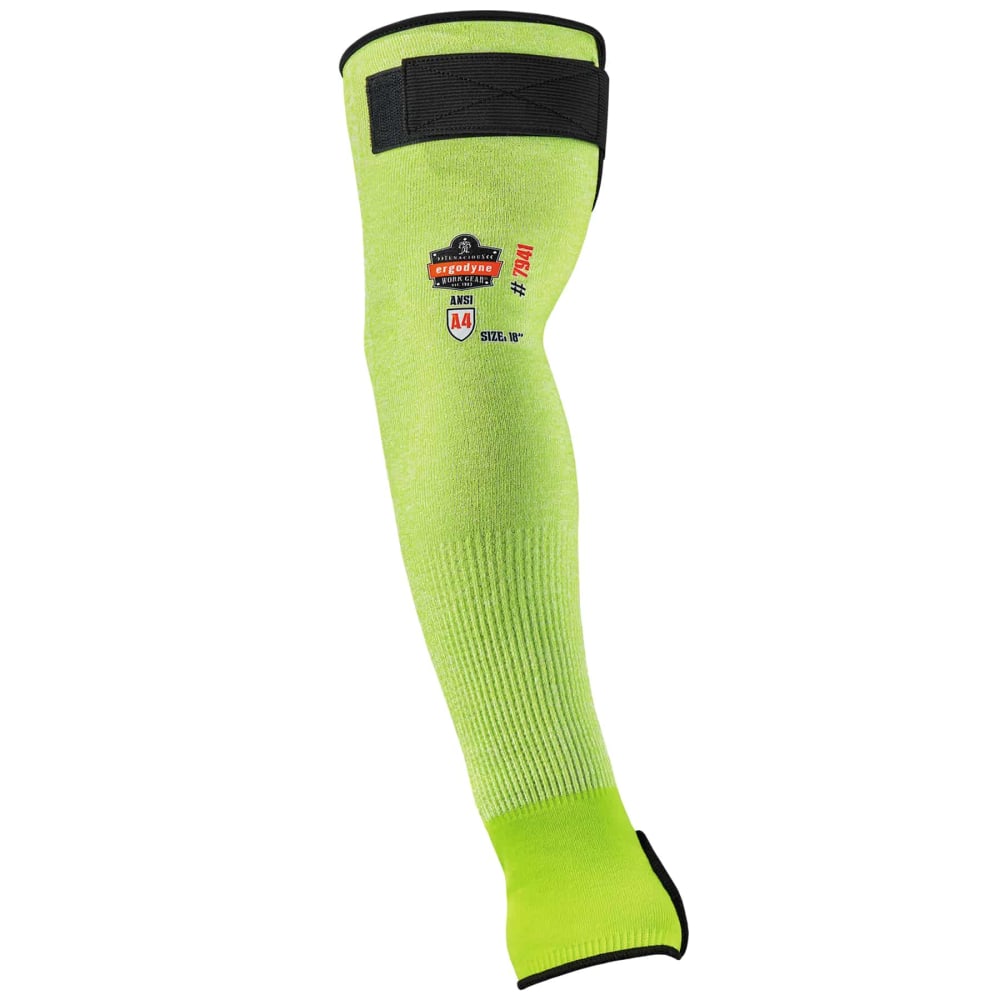 Ergodyne ProFlex 7941-PR Cut-Resistant Protective Arm Sleeves, 18in, Medium, Lime, Pack Of 2 Sleeves