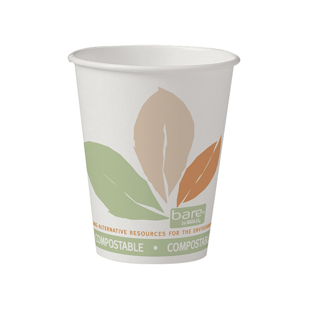 Solo Cup Bare 100% Recycled PLA Lined Paper Hot Cups, 8 Oz., Case Of 1,000