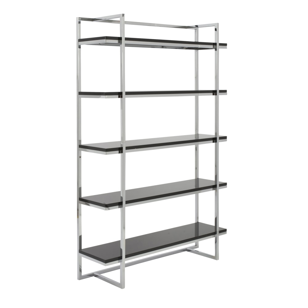 Eurostyle Gilbert 69inH 5-Shelf Bookcase, Chrome/Black