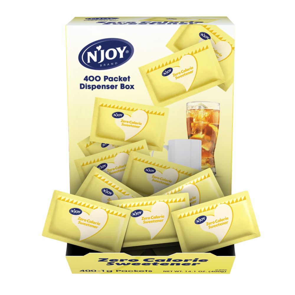 nJOY Sucralose Packets With Dispenser, Yellow, Box Of 400