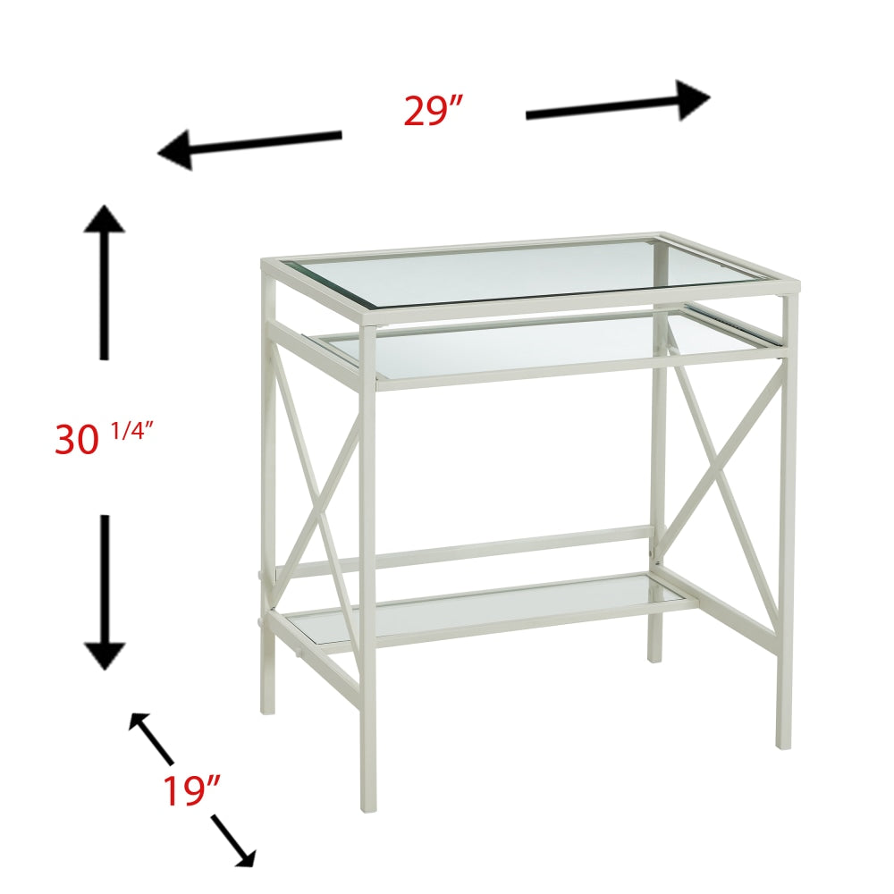 SEI Furniture Elvan Metal Glass 29inW Writing Desk, White