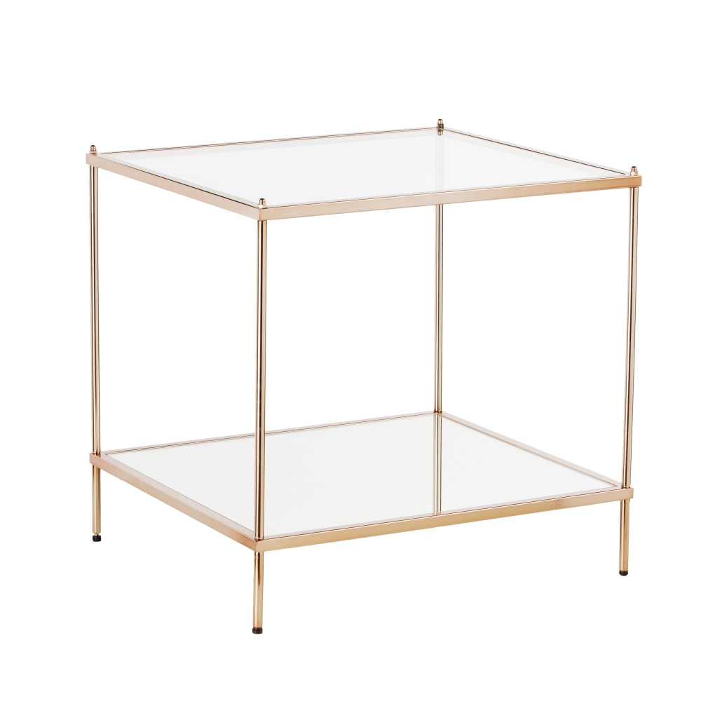 SEI Furniture Knox End Table, Square, Clear/Metallic Gold