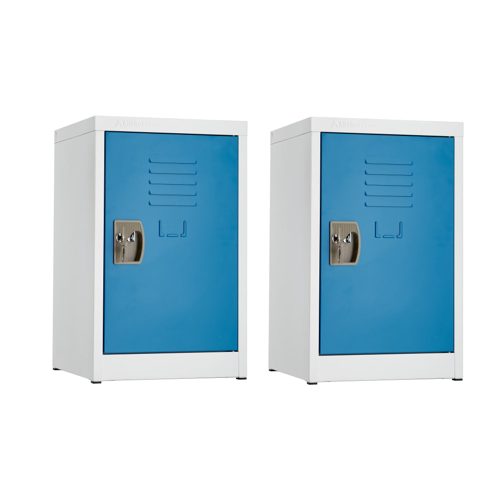 Alpine AdriOffice 1-Tier Steel Lockers, 24inH x 15inW x 15inD, Blue, Set Of 2 Lockers