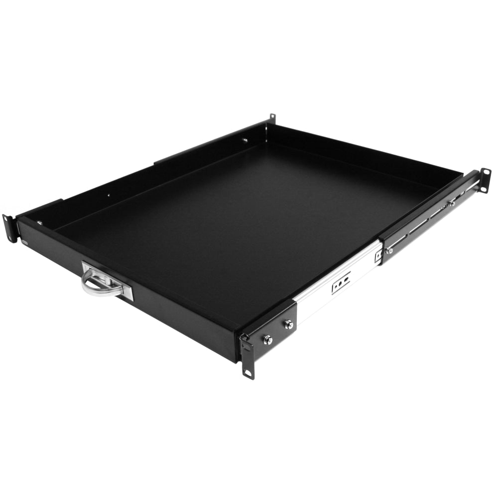 StarTech.com Black Deep Sliding Server Shelf - Add a sturdy, sliding shelf for easy peripheral and equipment access in your server rack or cabinet - rack mount shelf - rackmount shelf - sliding rack shelf -server rack shelf