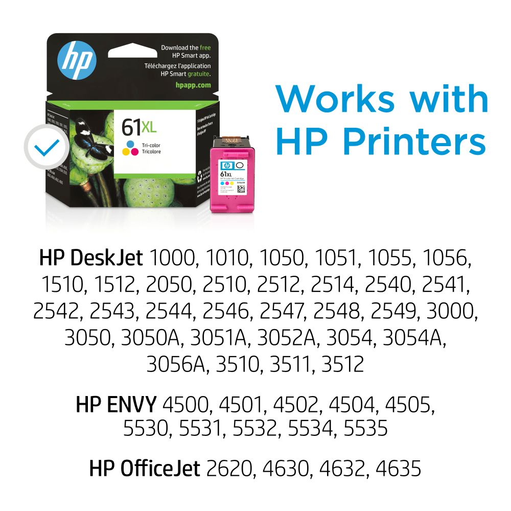 HP 61XL Tri-Color High-Yield Ink Cartridge, CH564WN