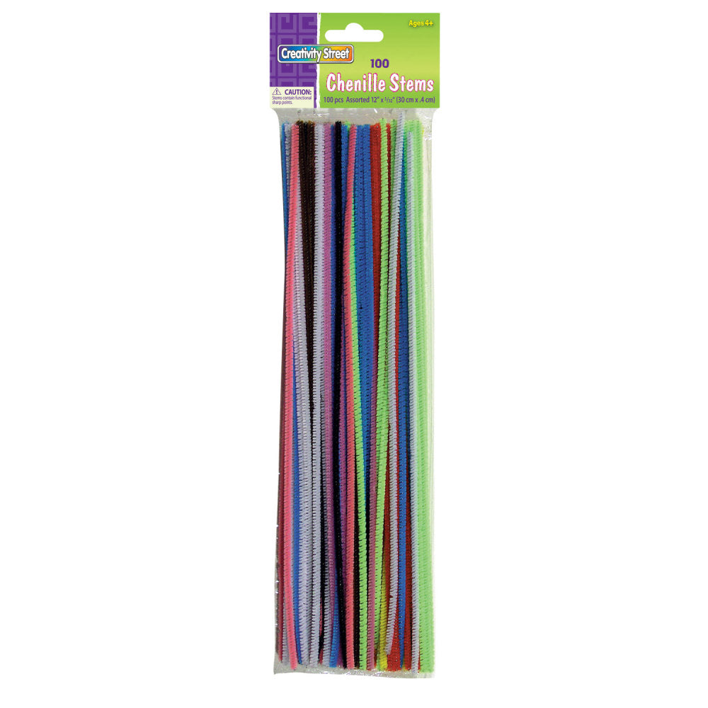 Creativity Street Regular Stems, Assorted Colors, 100 Stems Per Pack, Set Of 12 Packs