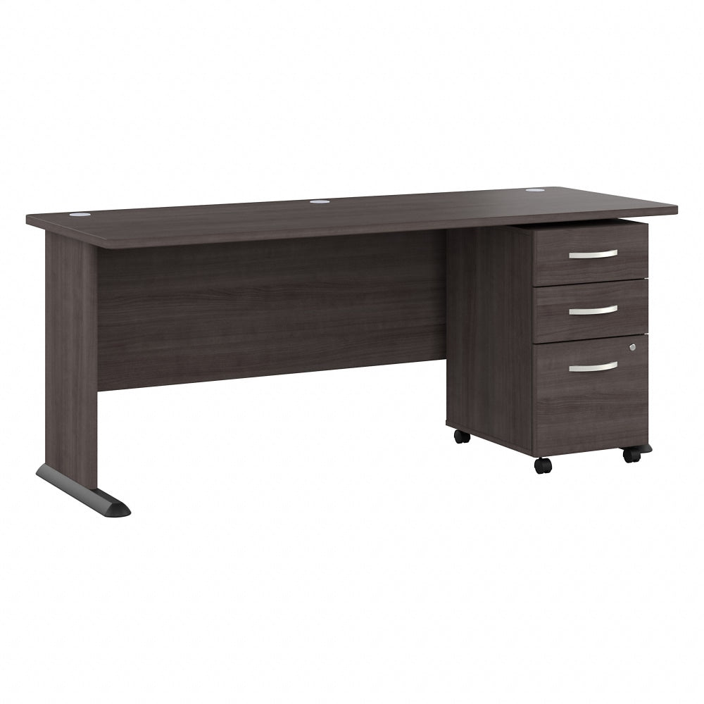 Bush Business Furniture Studio A 72inW Computer Desk With 3-Drawer Mobile File Cabinet, Storm Gray, Standard Delivery