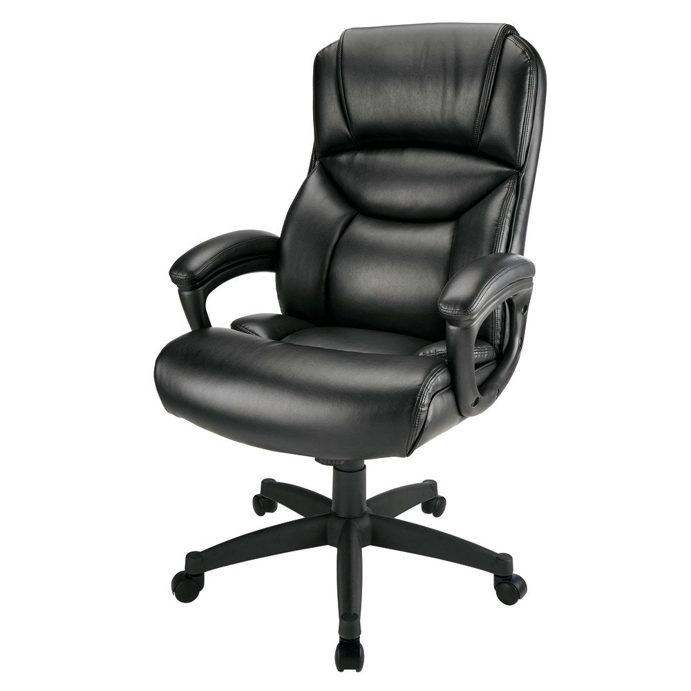 Realspace Fennington Bonded Leather High-Back Executive Chair, Black, BIFMA Compliant