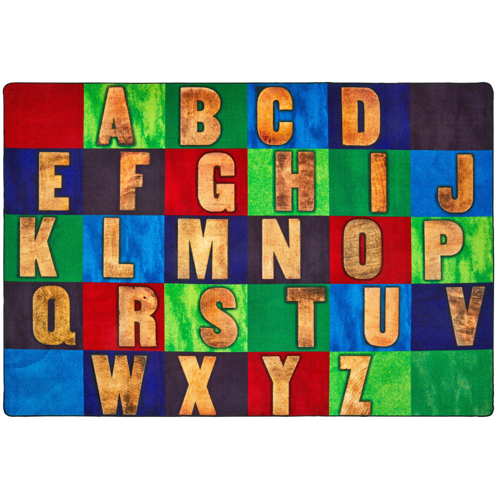 Carpets for Kids Pixel Perfect Collection Rustic Wood Literacy Seating Rug, 8'x 12', Multicolor