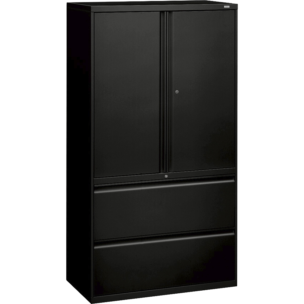 HON 800 Series Storage Cabinet With Lateral File, 36in Wide, Black