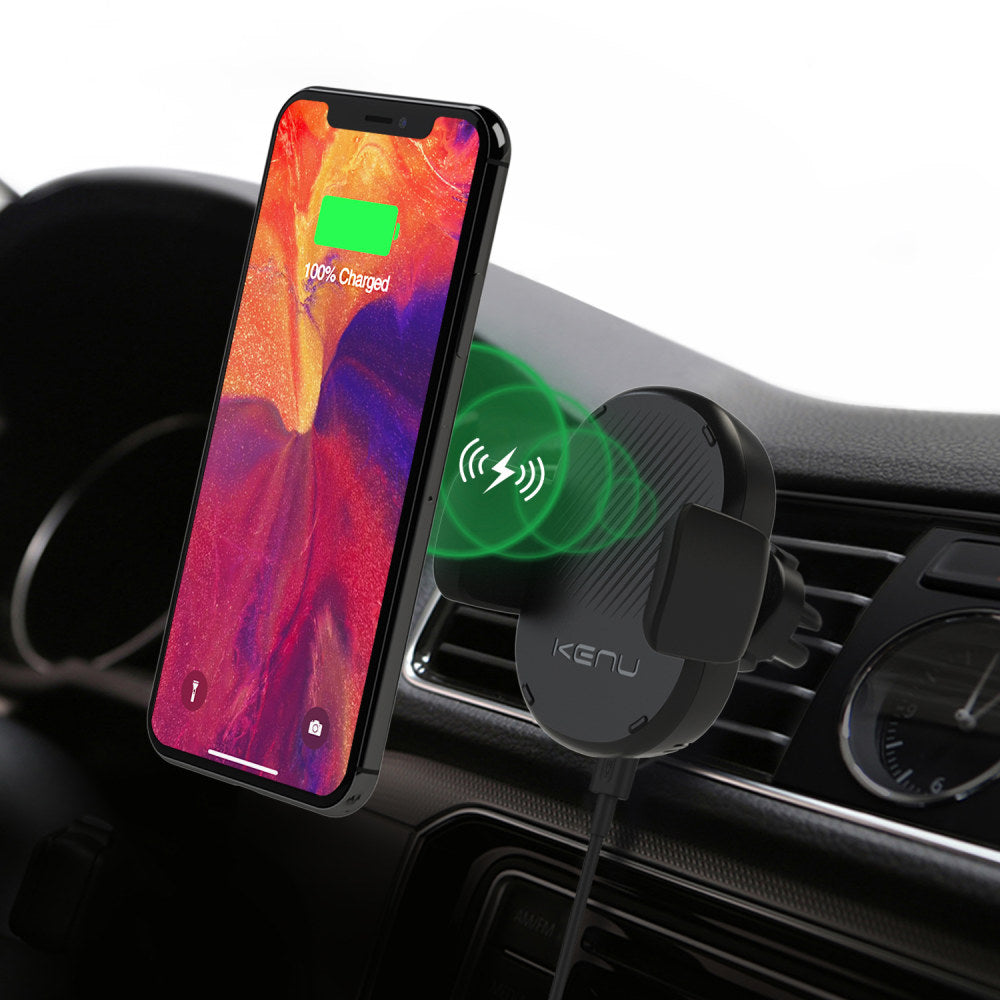 Kenu Airframe Wireless Fast-Charging Vent Mount Phone Holder, Black, AON300401