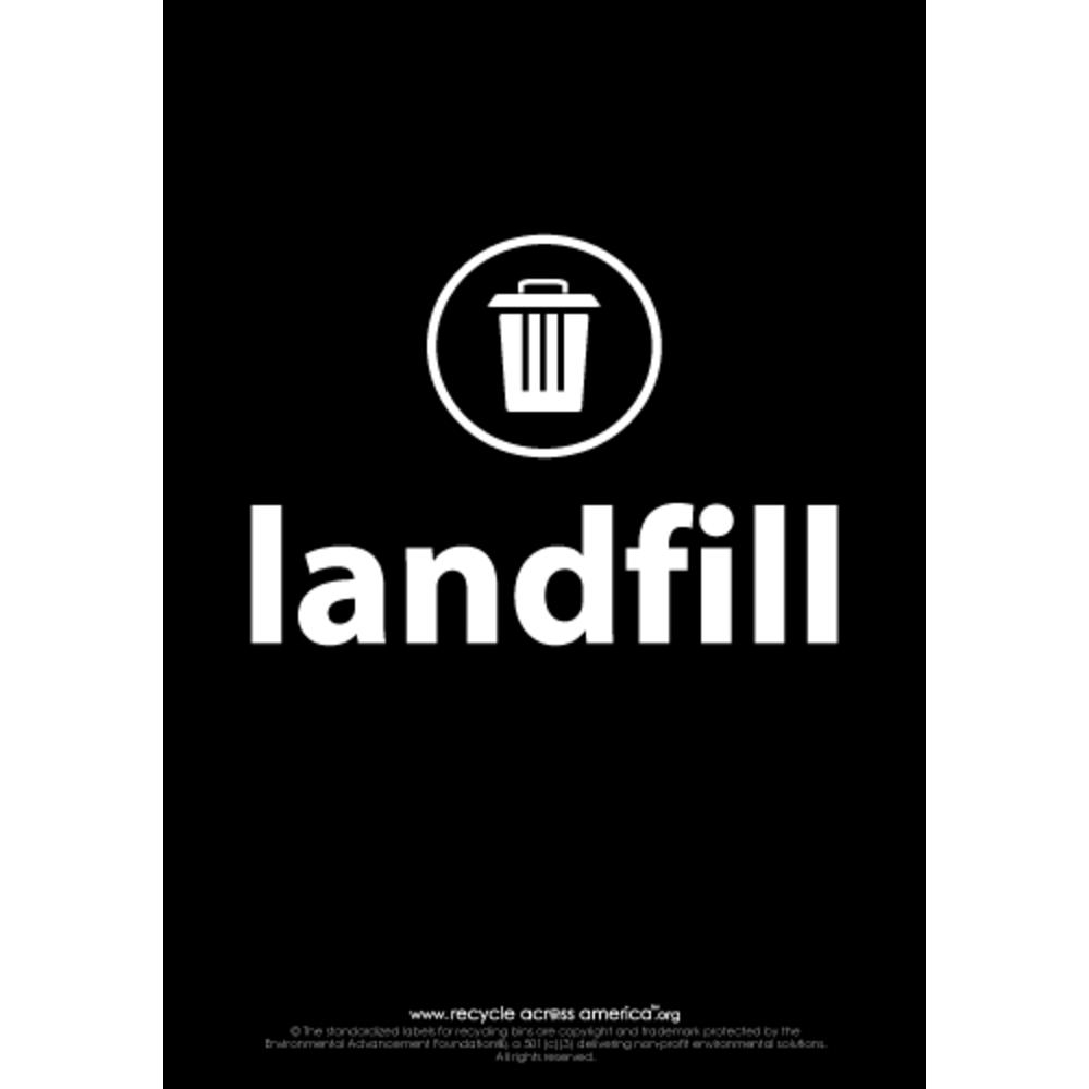 Recycle Across America Landfill Standardized Recycling Labels, LAND-1007, 10in x 7in, Black