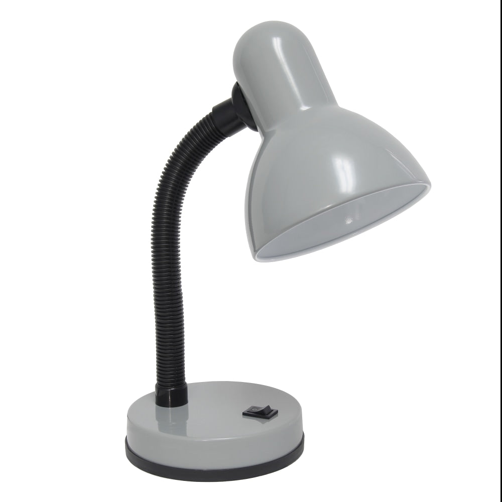 Simple Designs Basic Metal Desk Lamp, 13-7/8inH, Silver