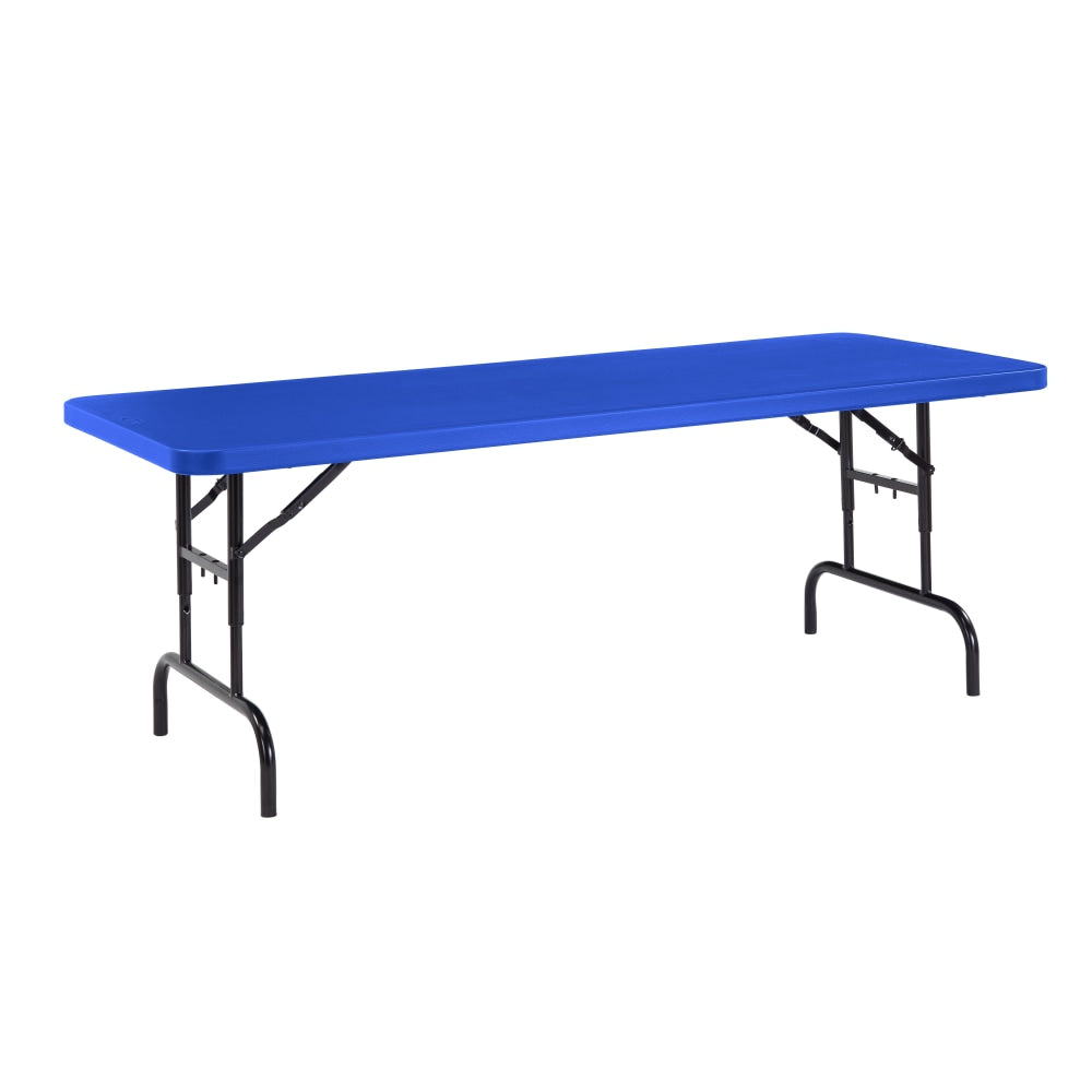 National Public Seating Primary Color Adjustable Folding Table, Rectangle, Blue/Black