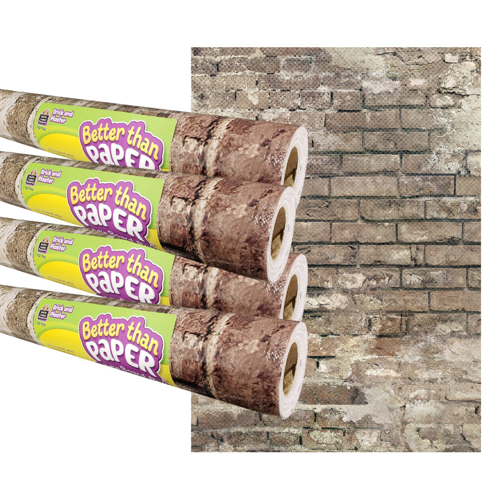 Teacher Created Resources Better Than Paper Bulletin Board Paper Rolls, 4ft x 12ft, Brick and Plaster, Pack Of 4 Rolls