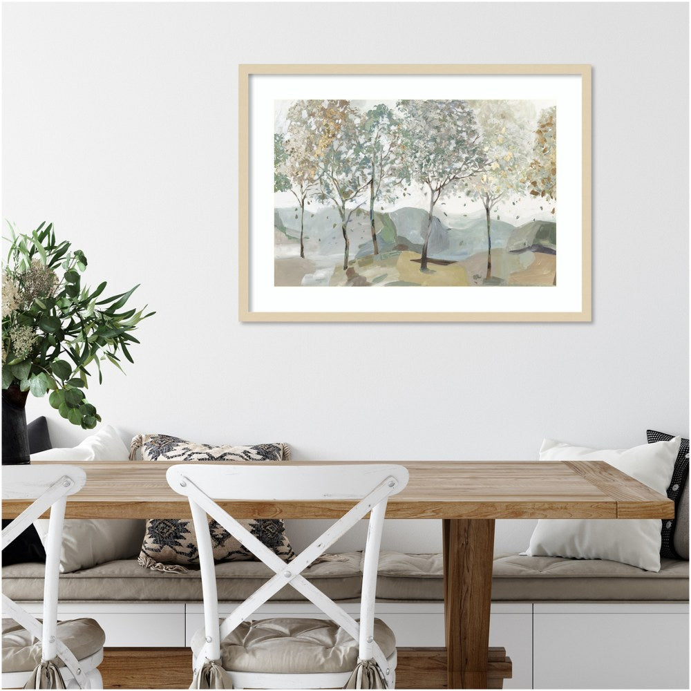 Amanti Art Breezy Landscape Trees I by Allison Pearce Wood Framed Wall Art Print, 24inH x 33inW, Natural