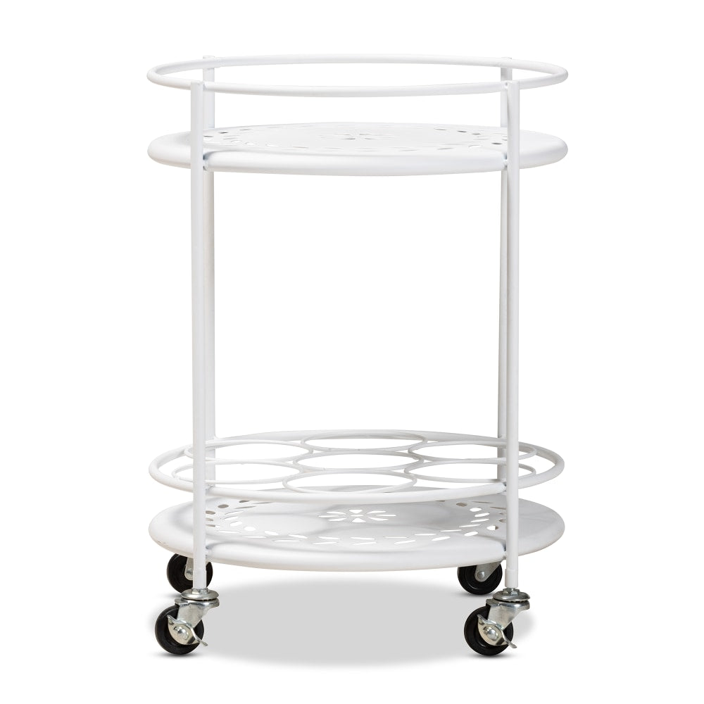 Baxton Studio Dallan 2-Tier Kitchen Cart, 18-5/8inH x 14inW, White