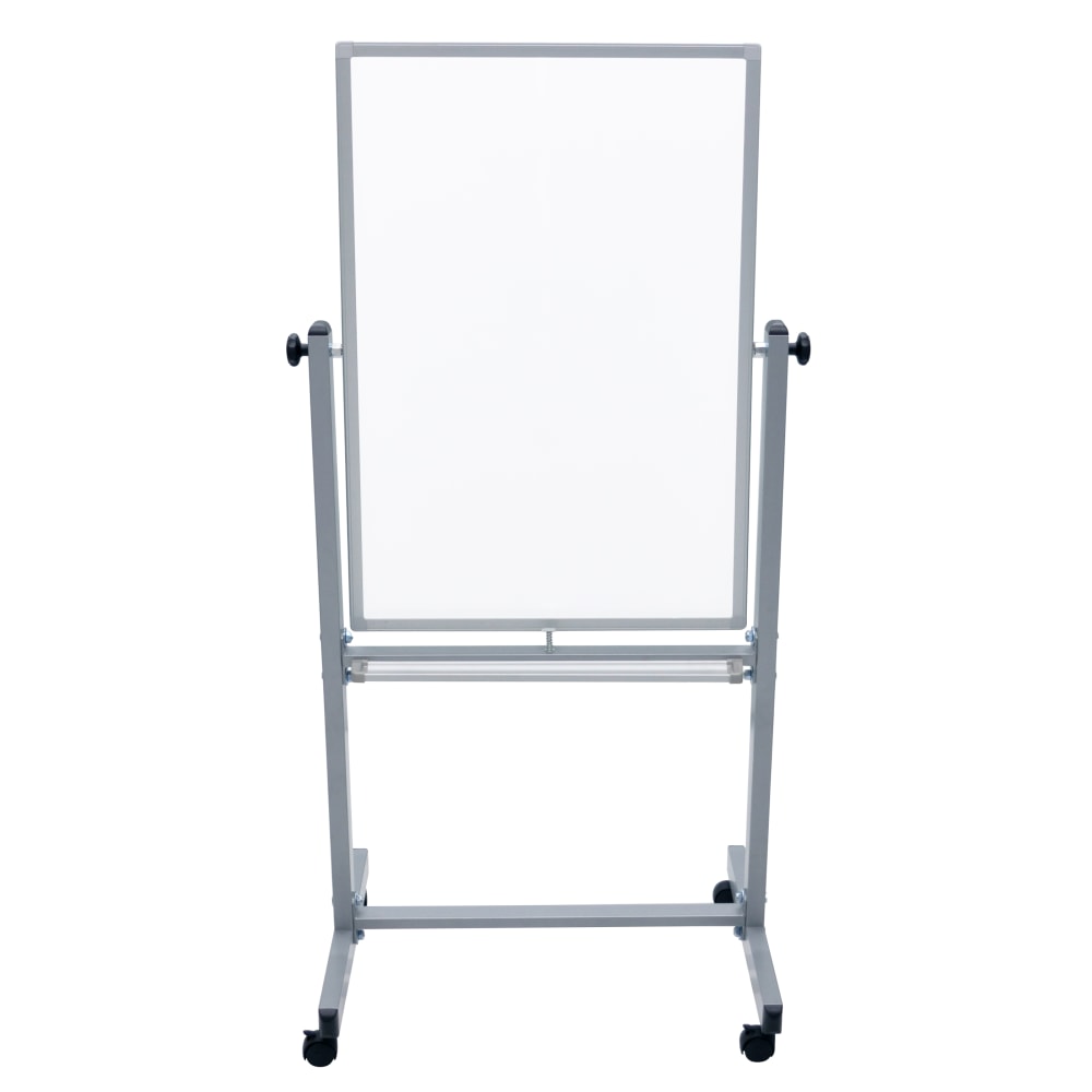 Luxor Double-Sided Magnetic Mobile Dry-Erase Whiteboard, 24in x 36in, Aluminum Frame With Gray Finish