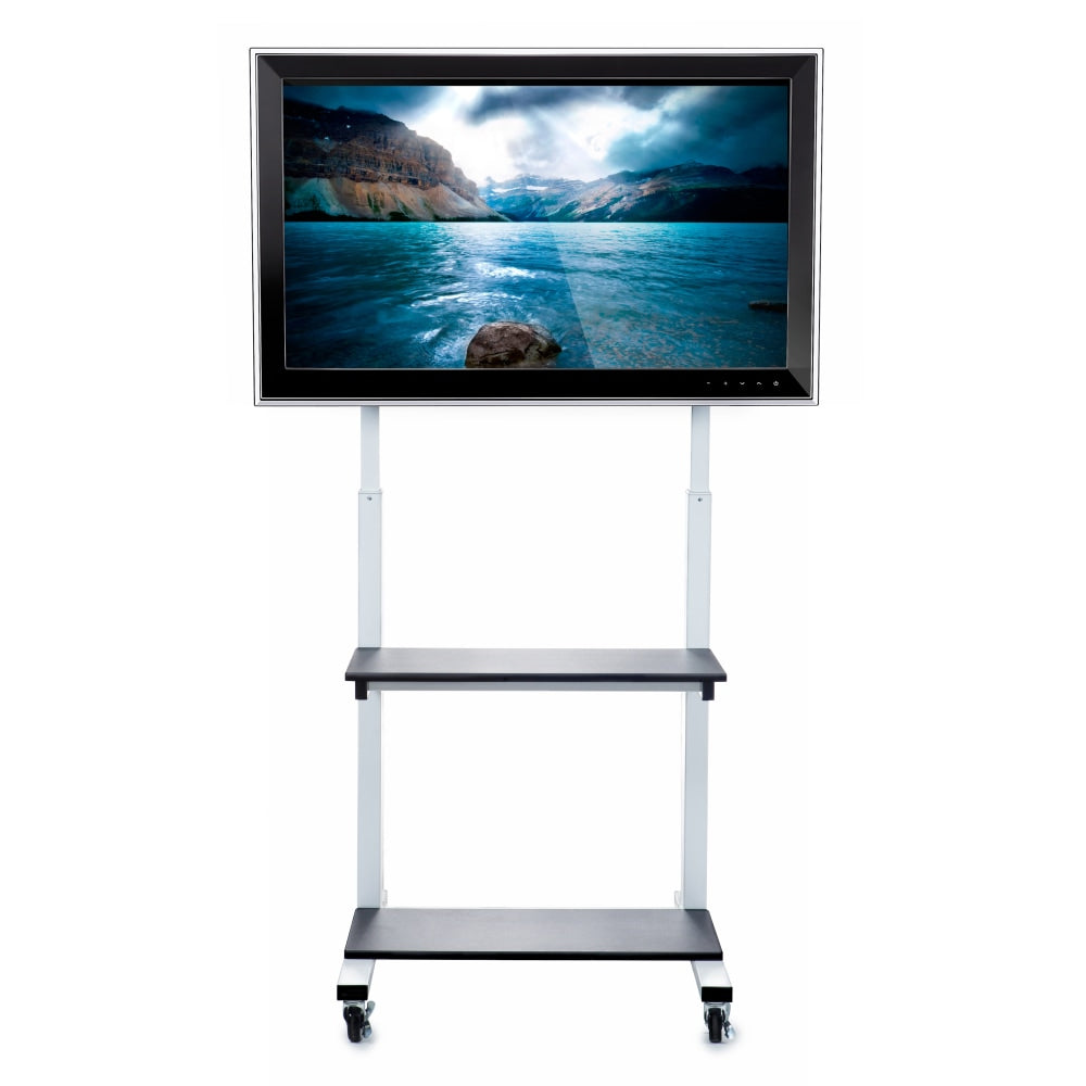 Luxor CLCD Crank Adjustable Flat-Panel TV Cart, 66inH x 30?W x 29 1/2?D, Light Gray/Black