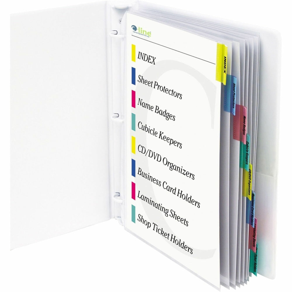 C-Line Top-Loading Sheet Protectors With Tab Inserts, 8 1/2in x 11in, 8-Tab, Assorted Colors