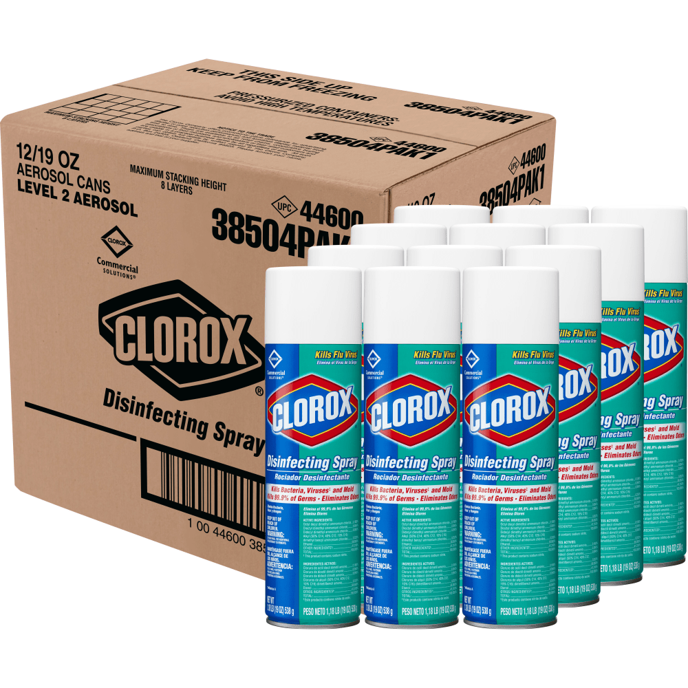 Clorox Disinfecting Spray, Fresh Scent, 19 Oz Bottle, Case Of 12