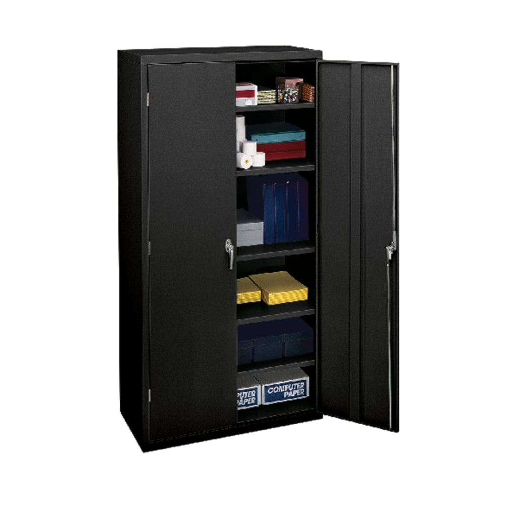 HON Brigade Storage Cabinet, 5 Adjustable Shelves, 72inH x 36inW x 24-1/4inD, Black