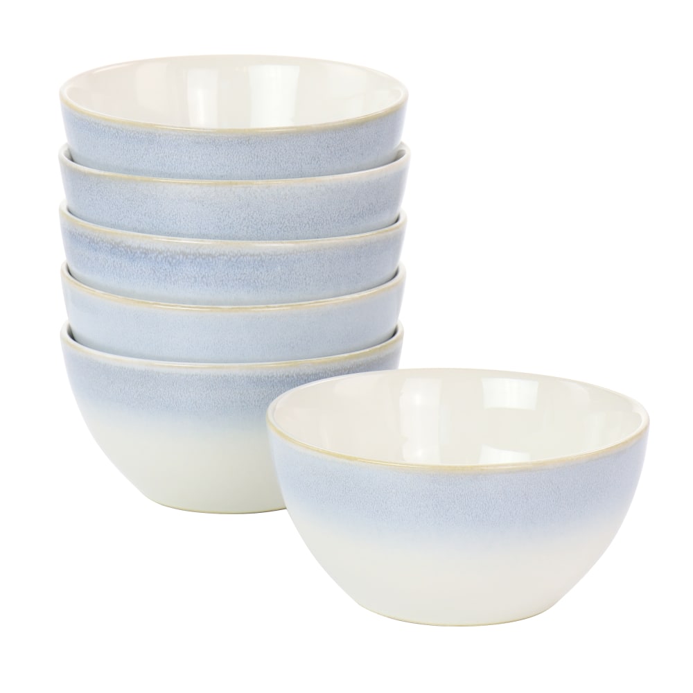 Martha Stewart Stoneware Cereal Bowl Set, 6in, Blue