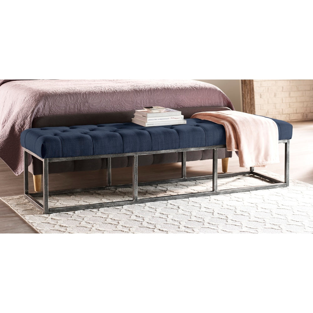 Serta Danes Tufted Bench, Cobalt Blue/Iron