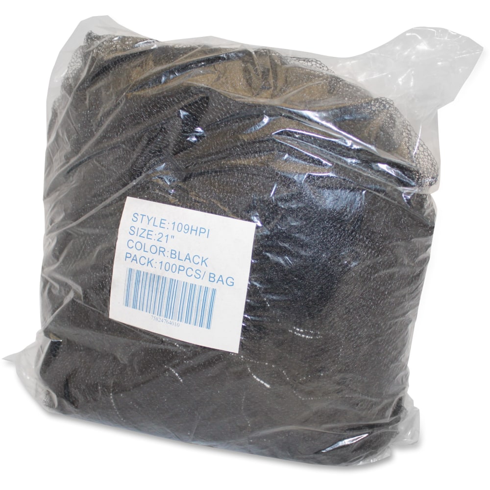 Genuine Joe Black Nylon Hair Net - Recommended for: Food Handling, Food Processing - Large Size - 21in Stretched Diameter - Contaminant Protection - Nylon - Black - Comfortable, Lightweight, Durable, Tear Resistant - 100 / Pack