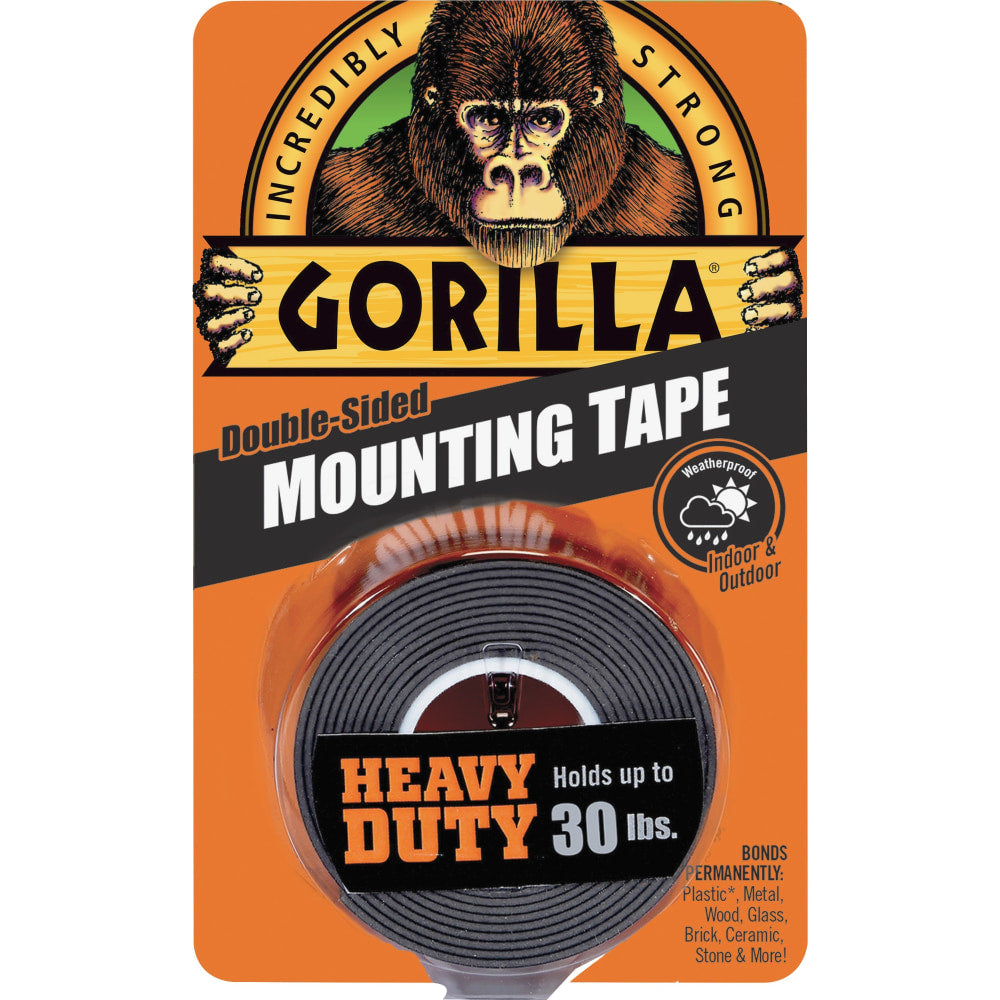 Gorilla Glue Heavy-Duty Double-Sided Mounting Tape, 1in x 1.67 yd., Black