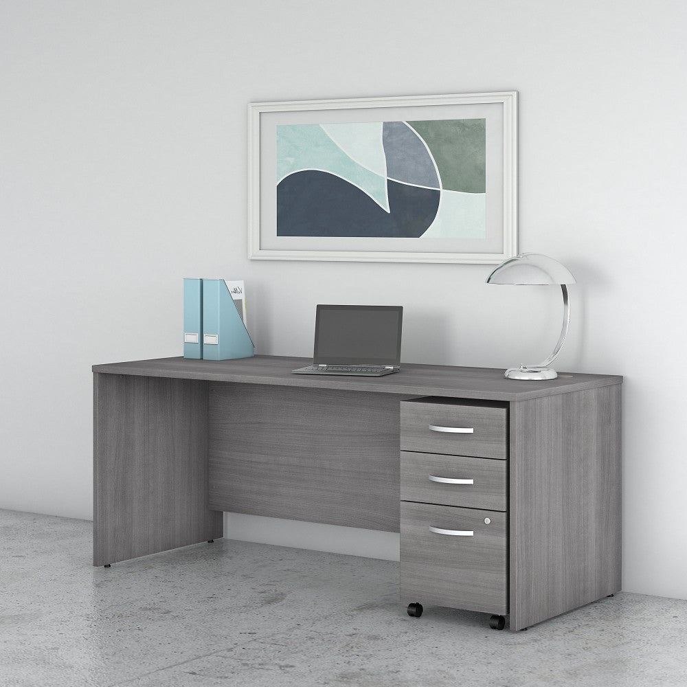 Bush Business Furniture Studio C Office 72inW Computer Desk With Mobile File Cabinet, Platinum Gray, Standard Delivery