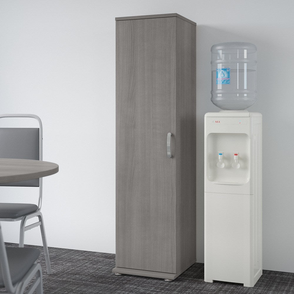 Bush Business Furniture Universal Tall Narrow Storage Cabinet With Door And Shelves, Platinum Gray, Standard Delivery