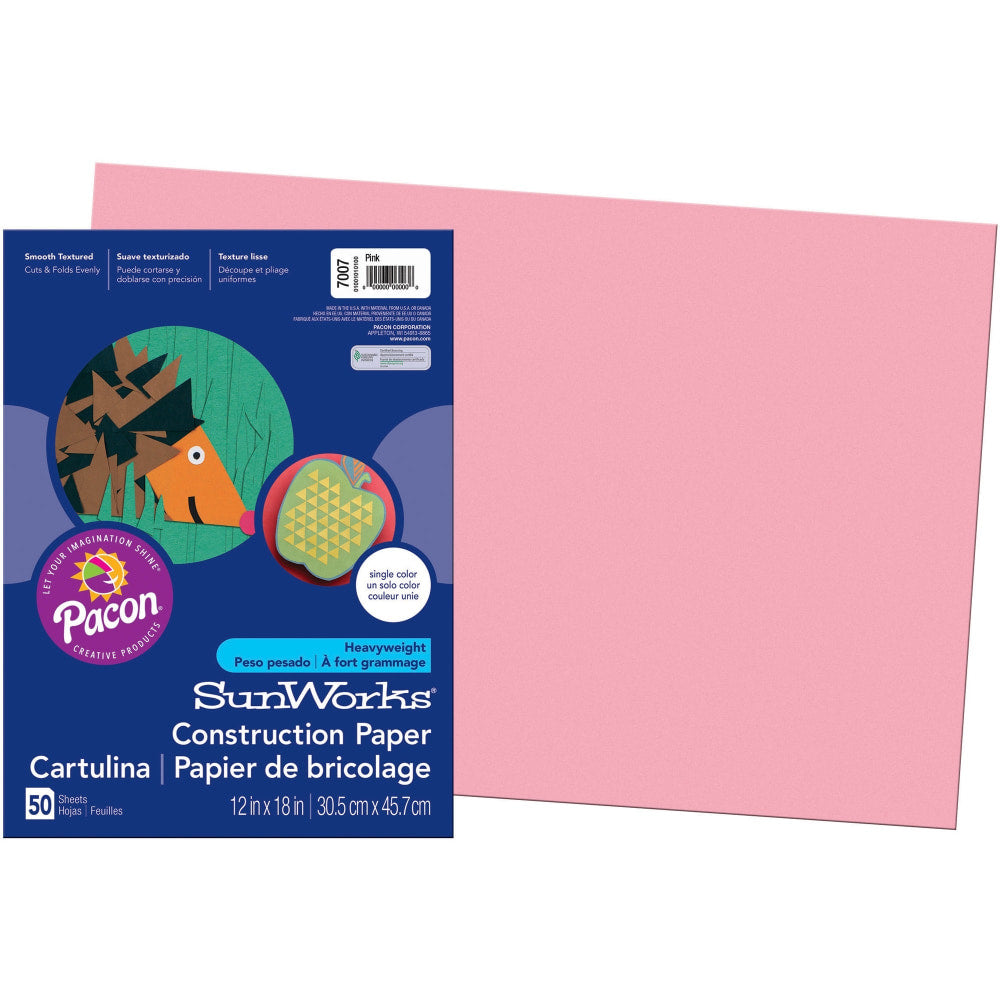 Prang Construction Paper, 12in x 18in, Pink, Pack Of 50