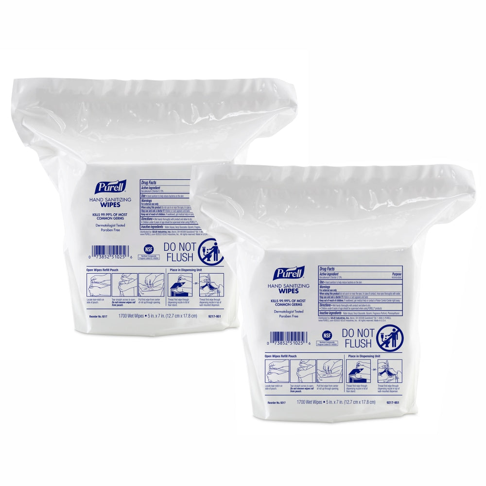 Purell Hand Sanitizing Wipes, Citrus Scent, 1,700 Wipes Per Bag, Pack Of 2 Bags