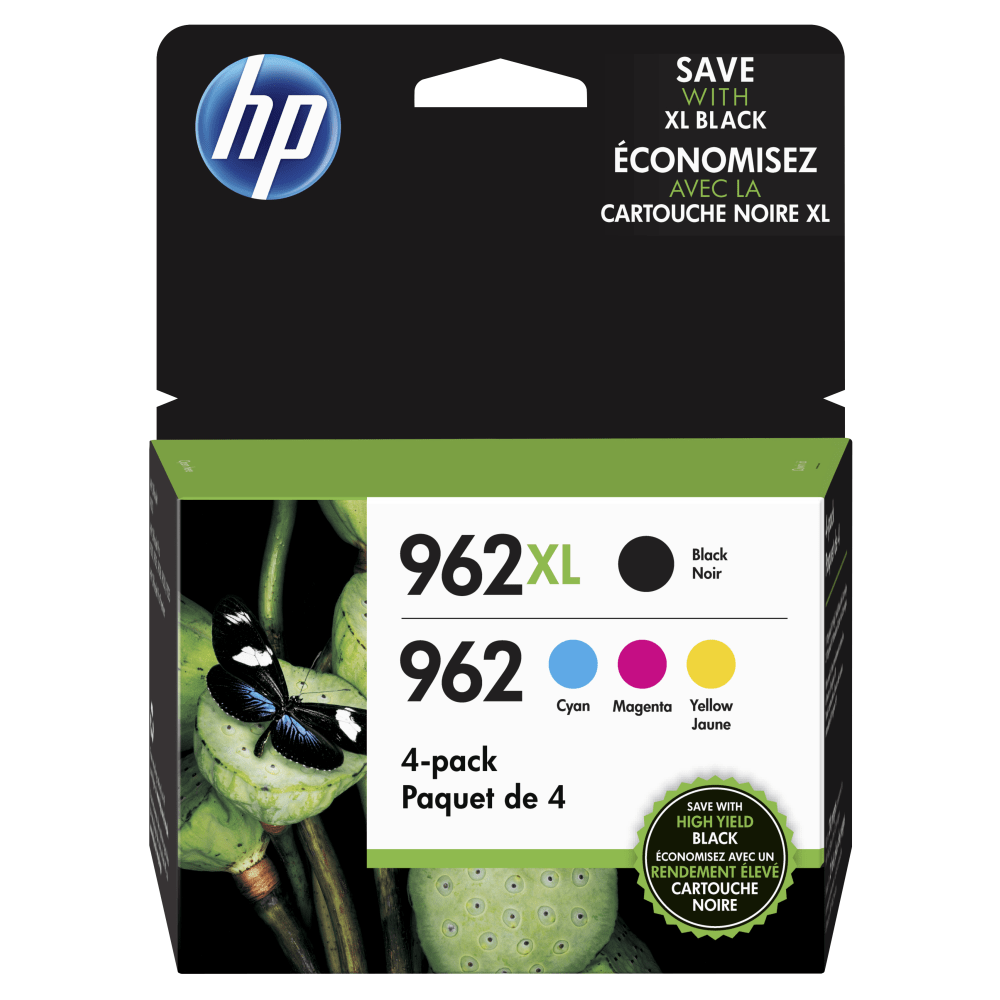 HP 962XL Black/962 Cyan; Magenta; Yellow High-Yield Ink Cartridges, Pack Of 4, 3JB34AN