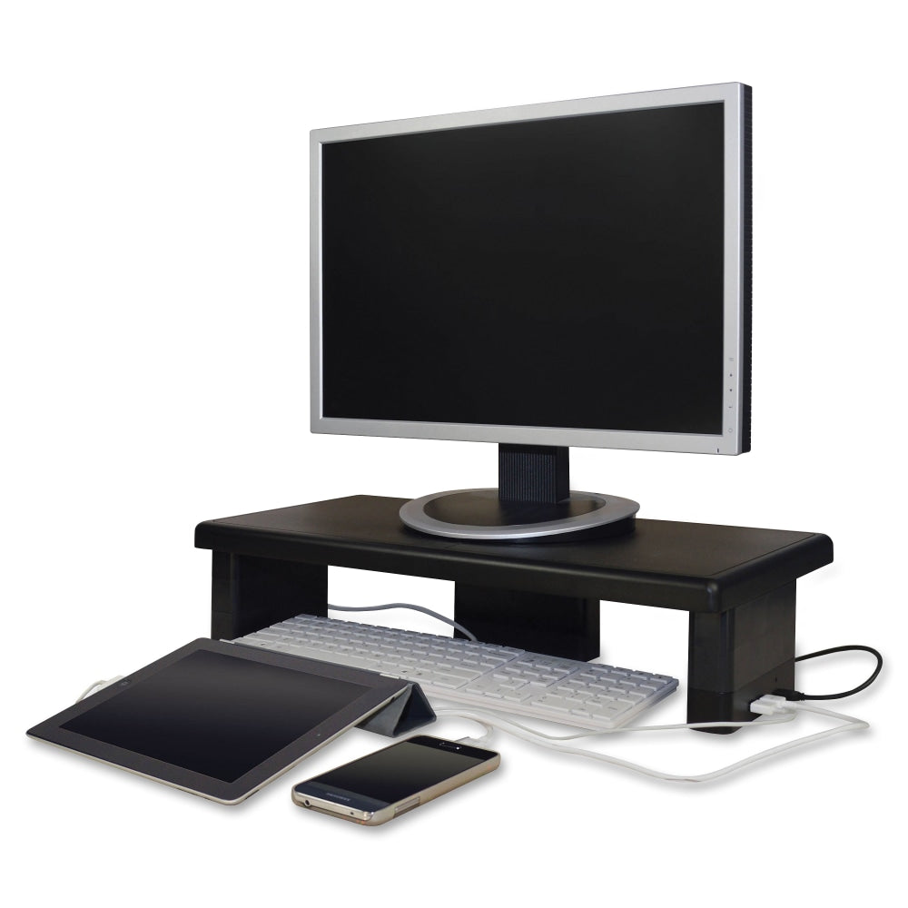 DAC Stax Ergonomic Height Adjustable Monitor Stand with 2 USB Ports - 66 lb Load Capacity - 4.8in Height x 13in Width x 10.5in Depth - Black